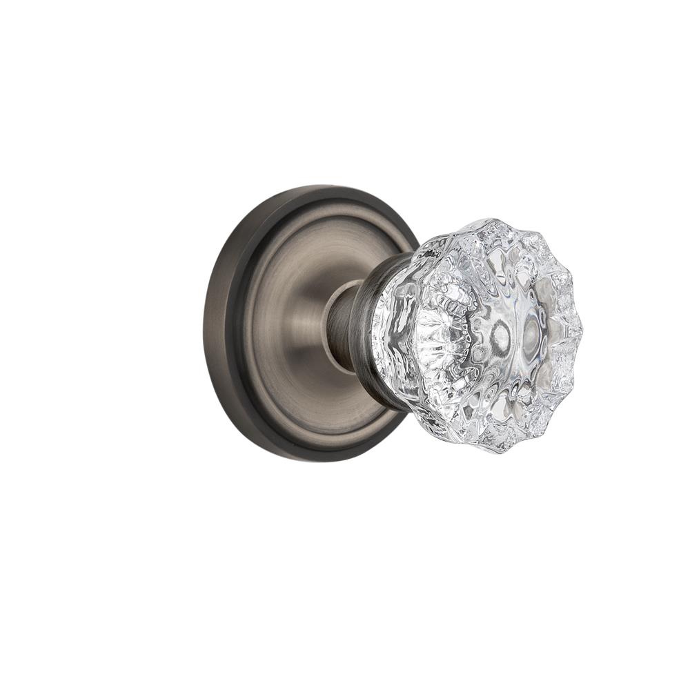 Nostalgic Warehouse CLACRY Passage Knob Classic Rosette with Crystal Knob in Antique Pewter